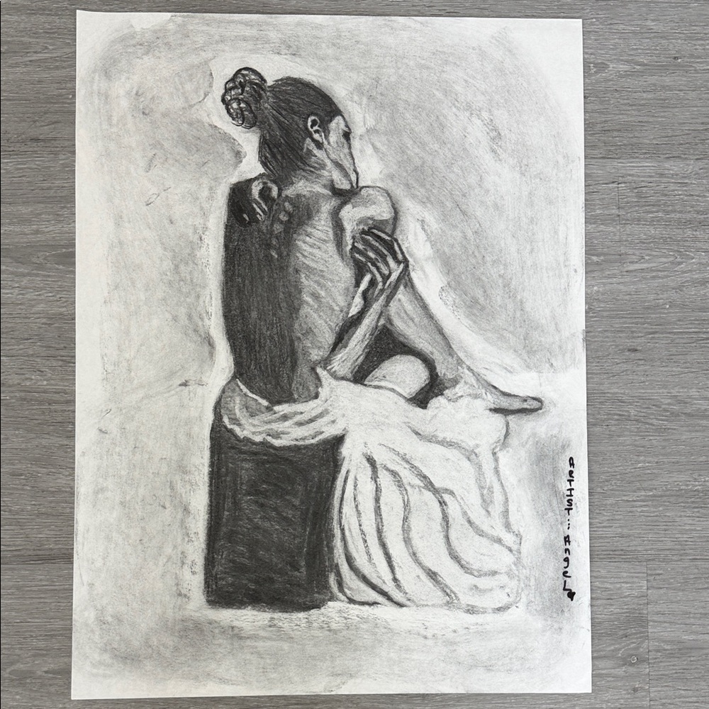 Monochrome Charcoal Art Print